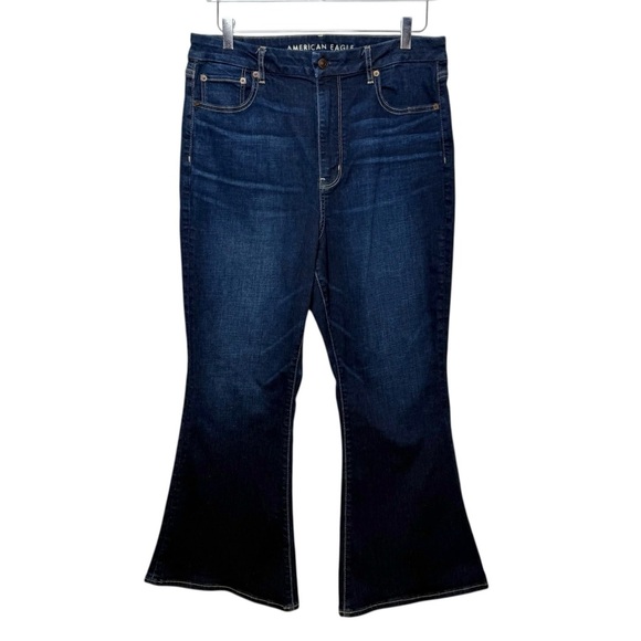 American Eagle Curvy Super Hi Rise Stretch Flare Jeans Sz 14 X Short - Picture 1 of 11